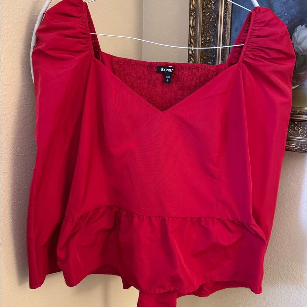 Express Red Peplum Top